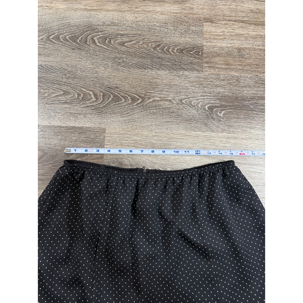 Black Polka Dot Chiffon Flared Midi Skirt Plus Size 14W Lined Retro Style Preppy - Picture 3 of 6